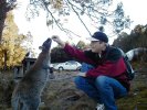 Klaus feeding a kangaroo