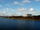 Huge green areas and white buildings in Canberra